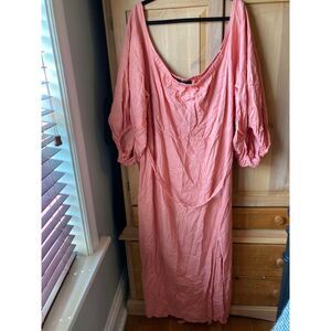 🧺Eloquii | NWT Linen Blend Puff Sleeve Square Neck Maxi Dress | Size 26